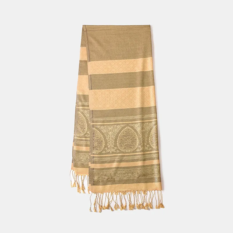 03-11  Summer thin headscarf striped tassel travel sunscreen silk scarf shawlplain hijab  printed hijab  printed scarf  hijab/tudung