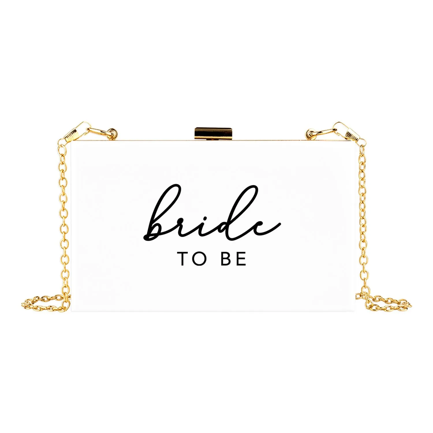 Acrylic Clutch Purse for Bride with Gold Removable Metal Chain - 7 Designs