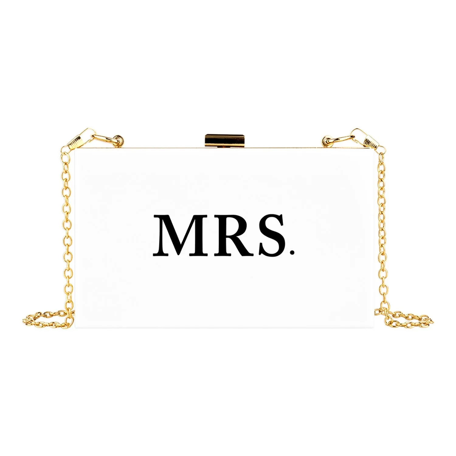 Acrylic Clutch Purse for Bride with Gold Removable Metal Chain - 7 Designs