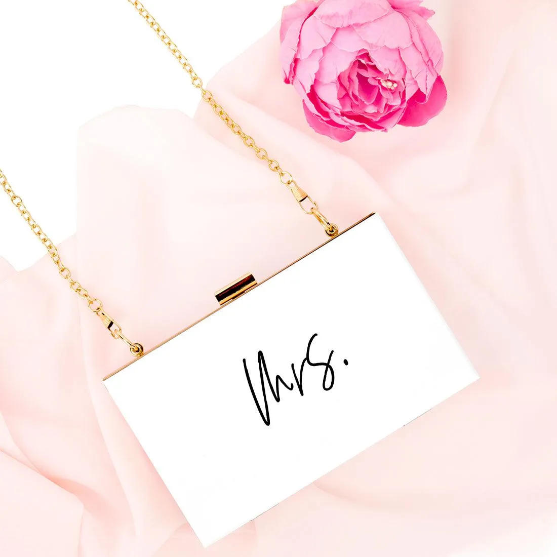 Acrylic Clutch Purse for Bride with Gold Removable Metal Chain - 7 Designs