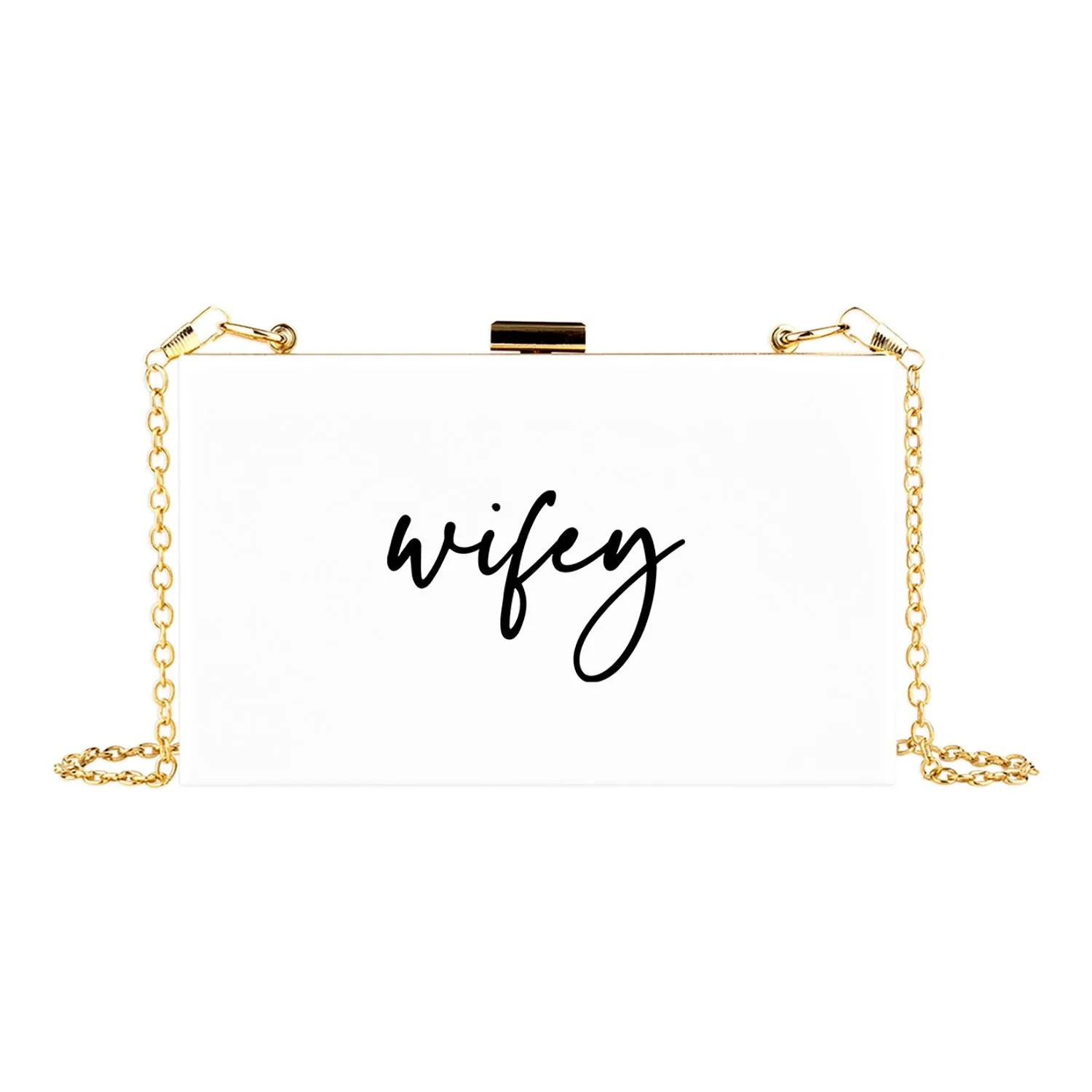 Acrylic Clutch Purse for Bride with Gold Removable Metal Chain - 7 Designs