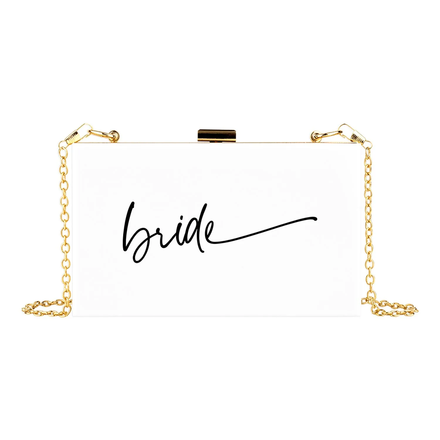 Acrylic Clutch Purse for Bride with Gold Removable Metal Chain - 7 Designs