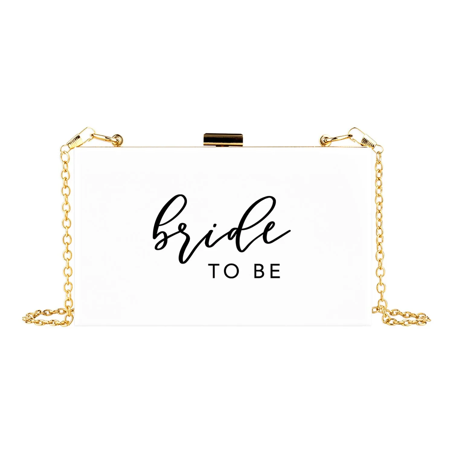 Acrylic Clutch Purse for Bride with Gold Removable Metal Chain - 7 Designs