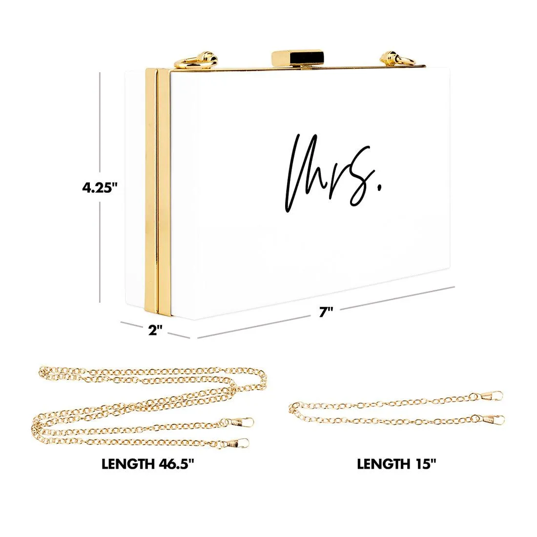 Acrylic Clutch Purse for Bride with Gold Removable Metal Chain - 7 Designs