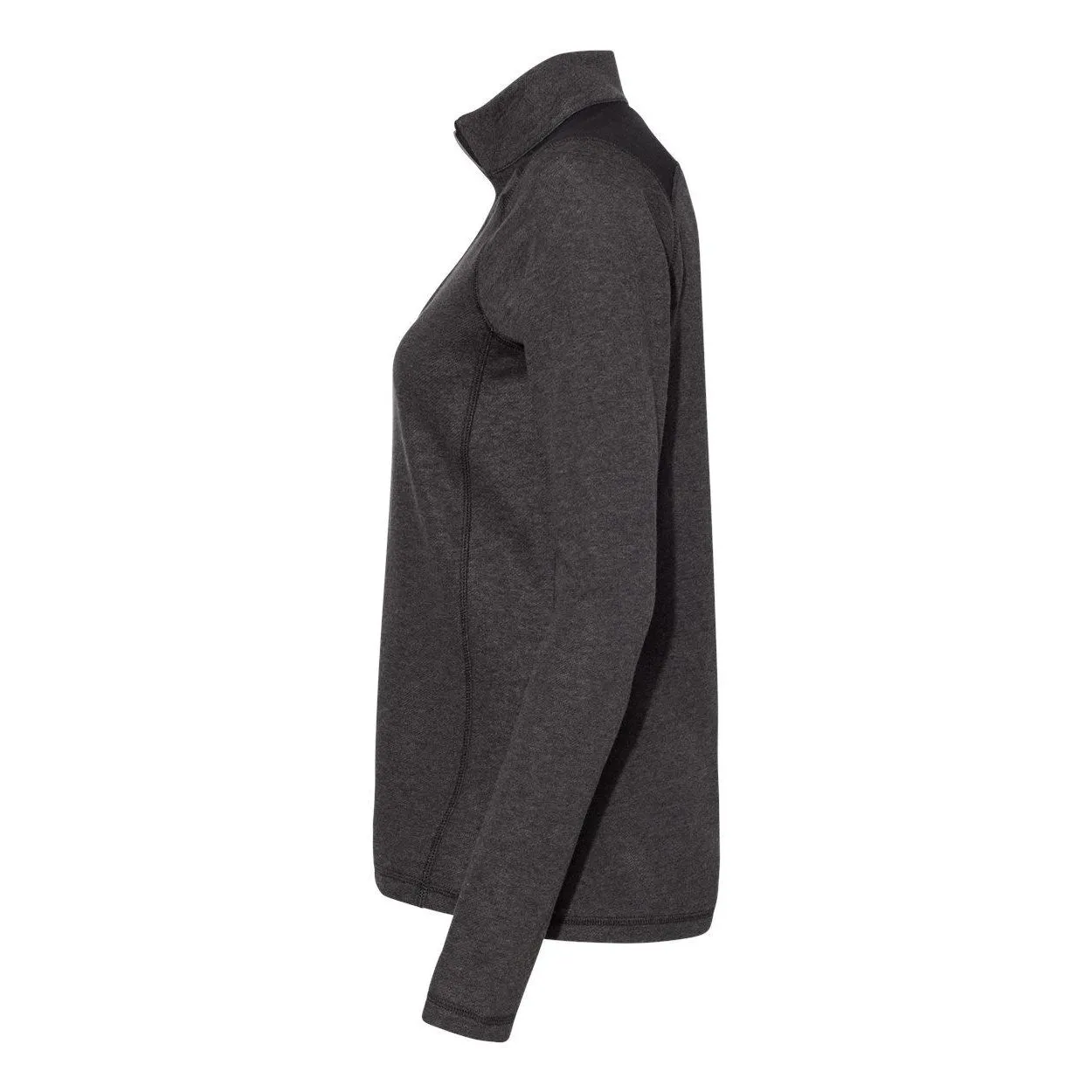 Adidas Women's Heathered Quarter-Zip Pullover with Colorblocked Shoulders