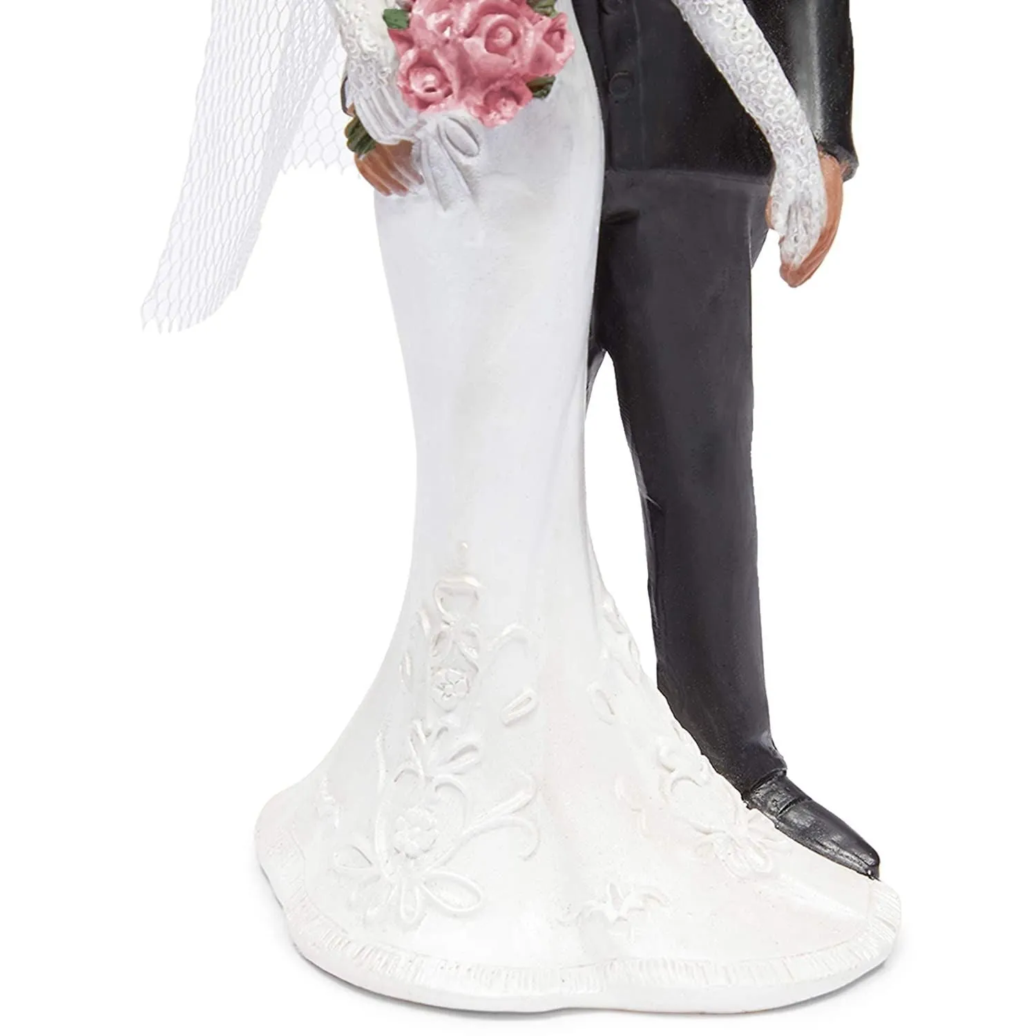 African American Wedding Cake Toppers Bride and Groom Figurine for Party Supplies, 5 x 1.9 in.