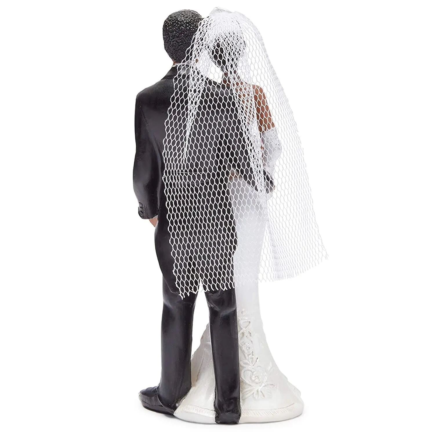 African American Wedding Cake Toppers Bride and Groom Figurine for Party Supplies, 5 x 1.9 in.