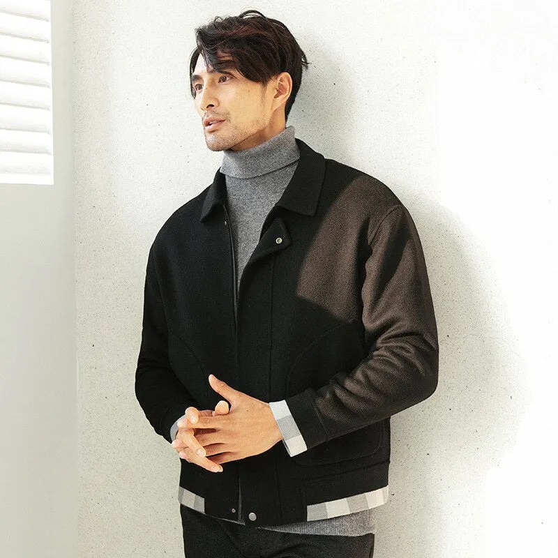 Aidase Wool Trend Coat Men's Autumn Winter New Lapel Pure Handmade Double-Sided Woolen Coat Wide Version Wool Jacket Coat