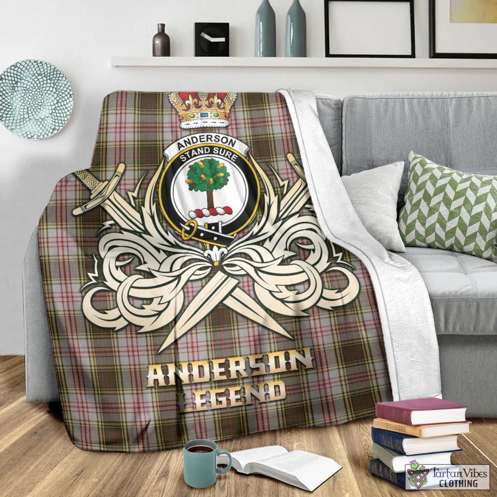 Anderson Dress Tartan Blanket with Clan Crest and the Golden Sword of Courageous Legacy