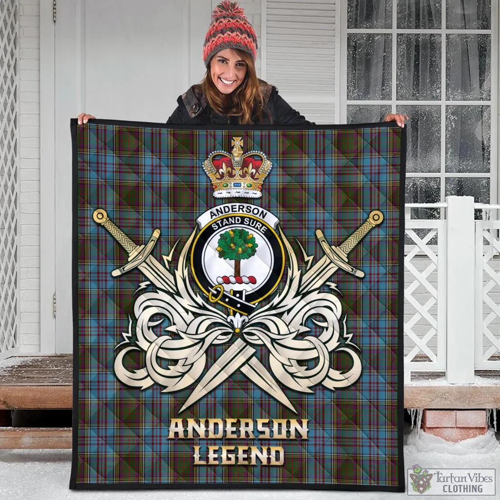 Anderson Tartan Quilt with Clan Crest and the Golden Sword of Courageous Legacy