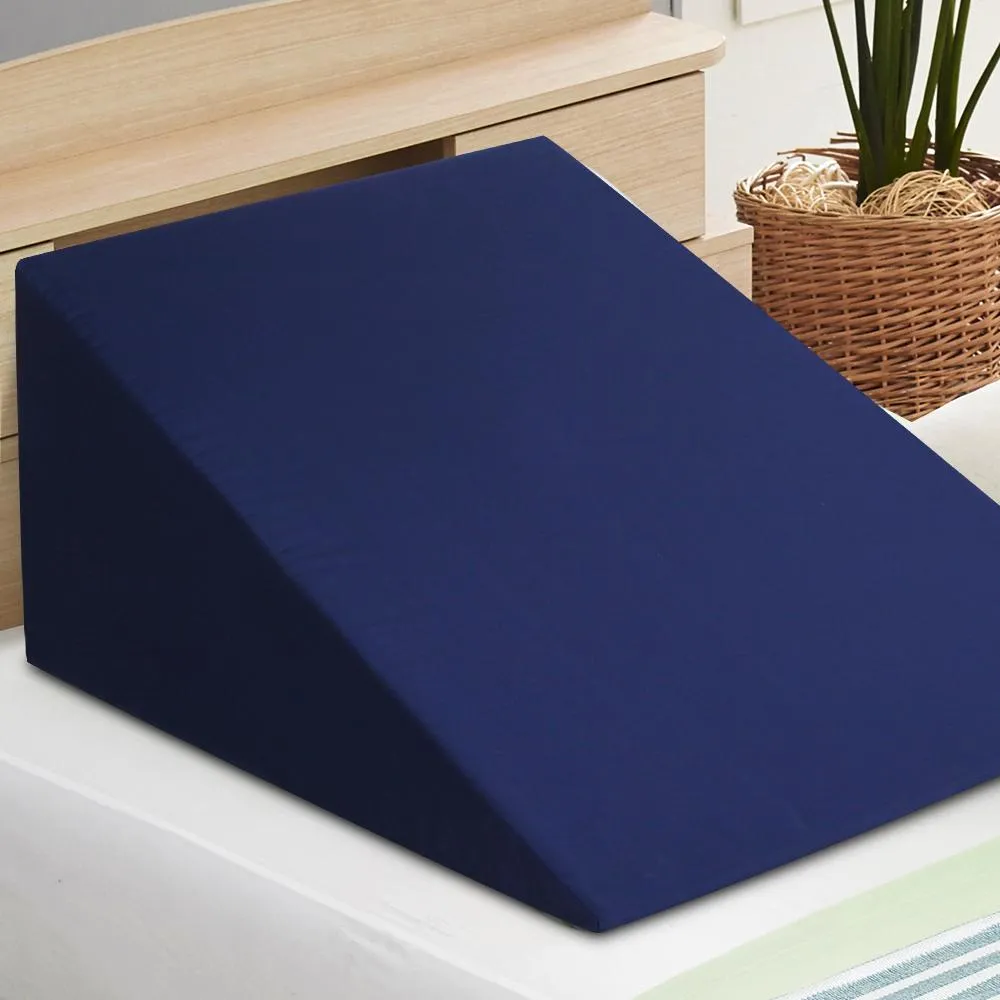 Bedding 2X Memory Foam Wedge Pillow Neck Back Support with Cover Waterproof Blue