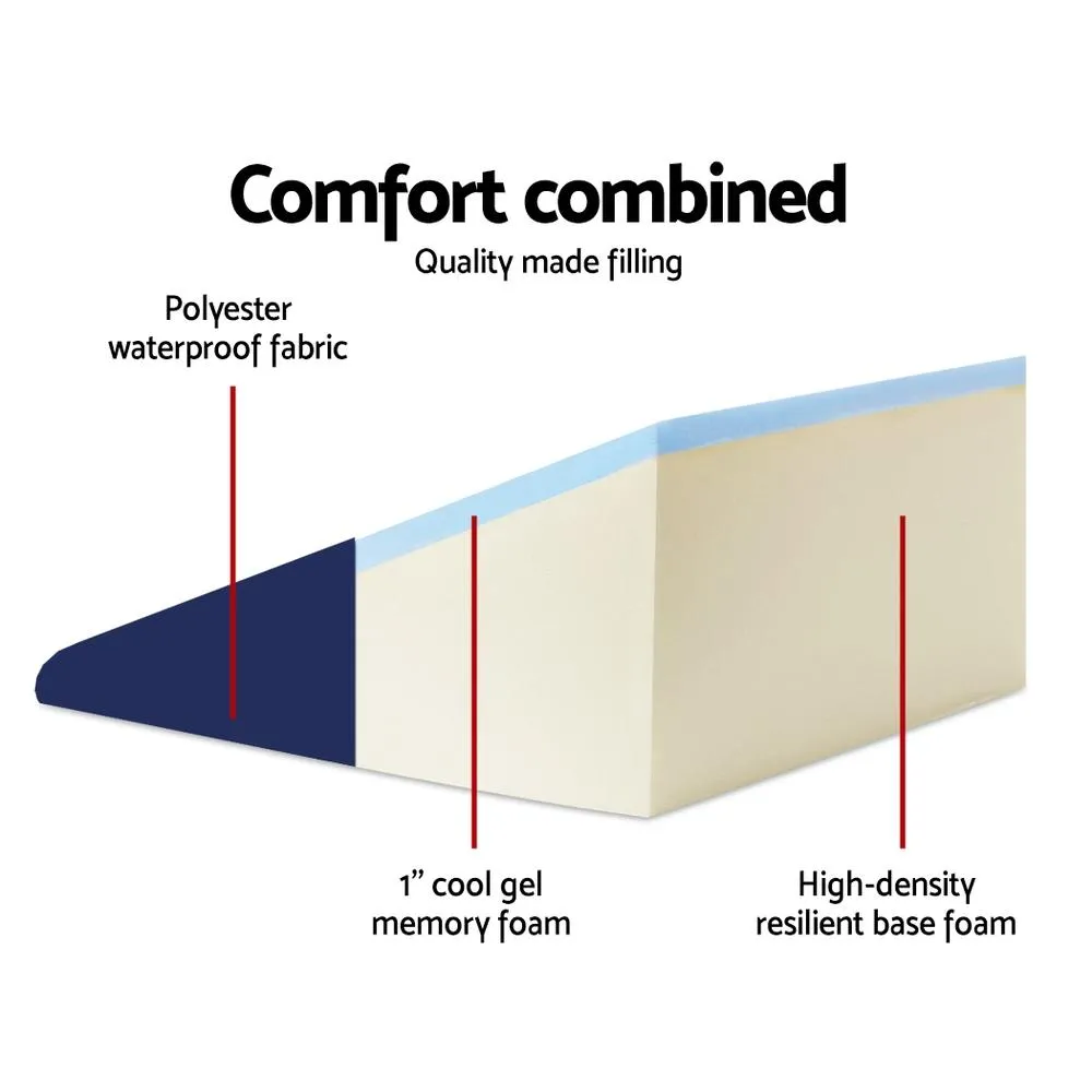 Bedding 2X Memory Foam Wedge Pillow Neck Back Support with Cover Waterproof Blue