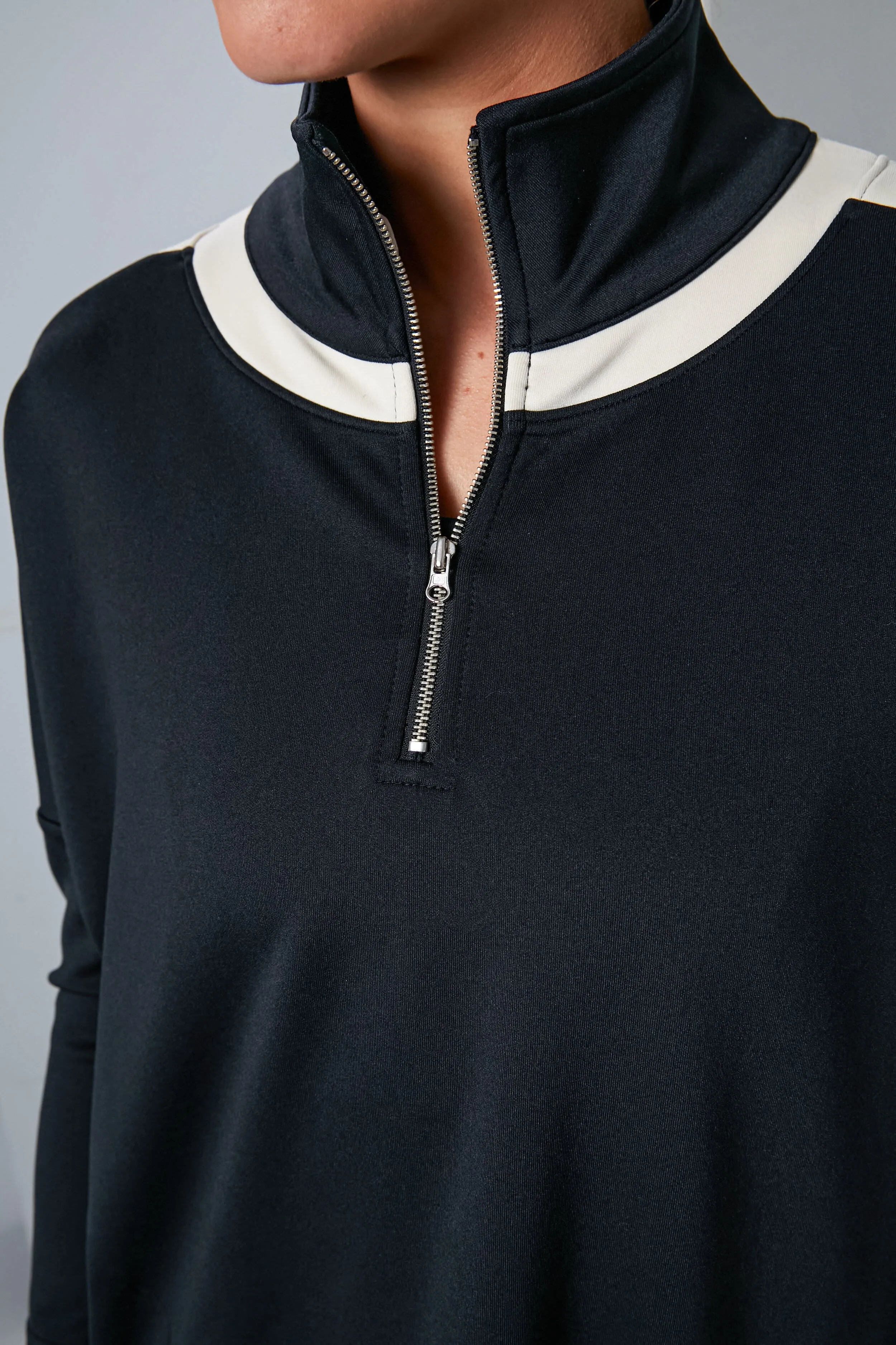 Black and Ivory Amelie Quarter Zip