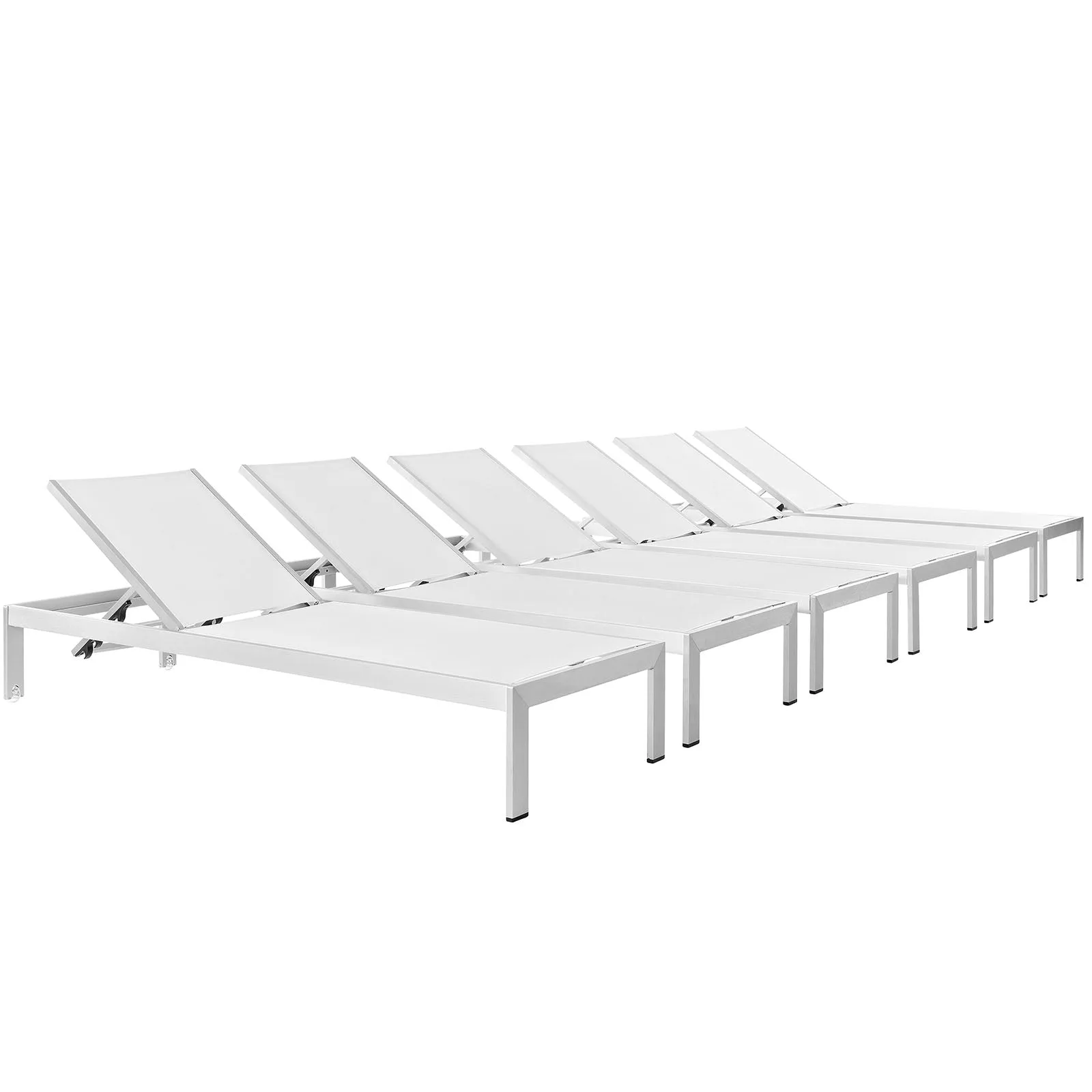 Coast Outdoor Patio Aluminum Mesh Chaise Set of 6