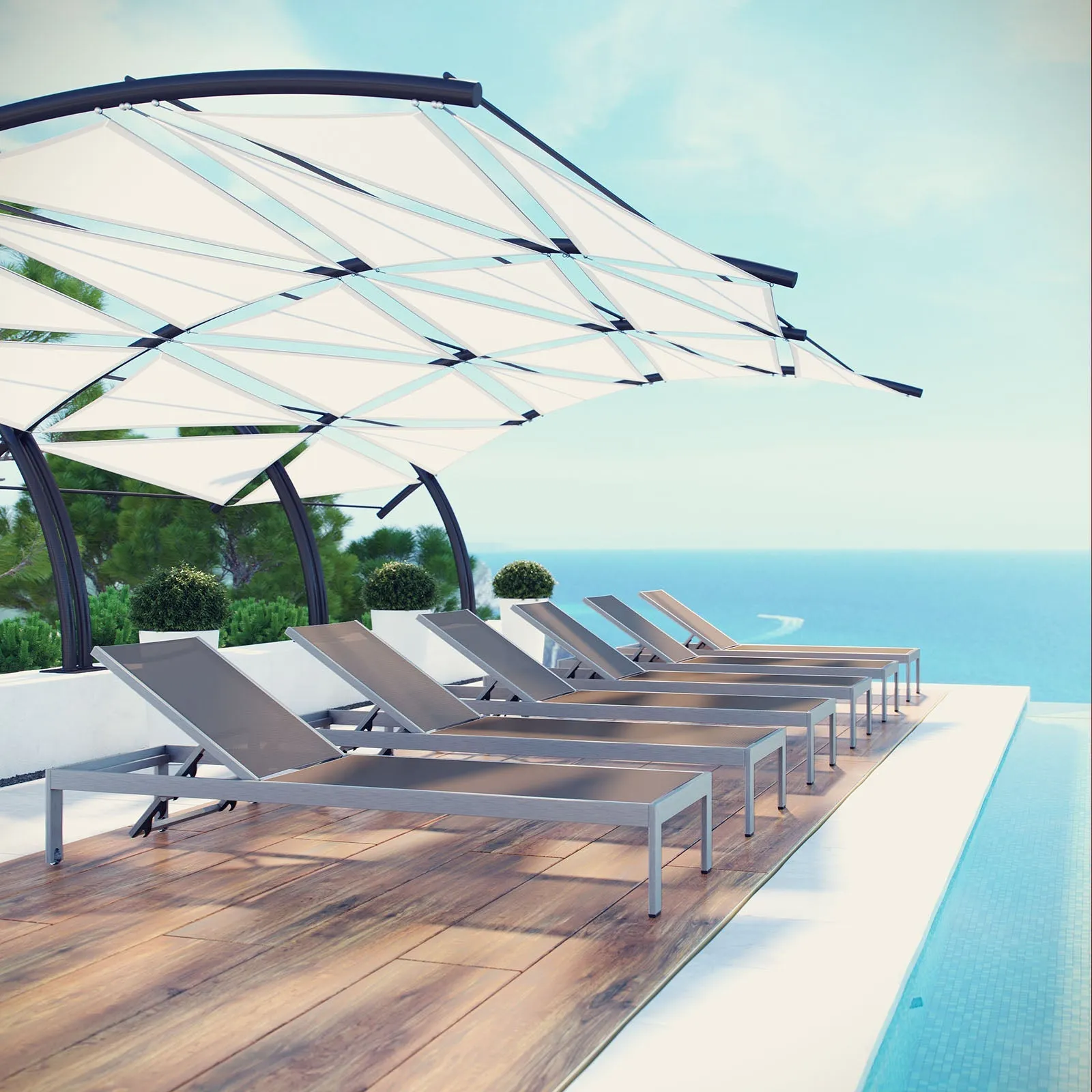 Coast Outdoor Patio Aluminum Mesh Chaise Set of 6