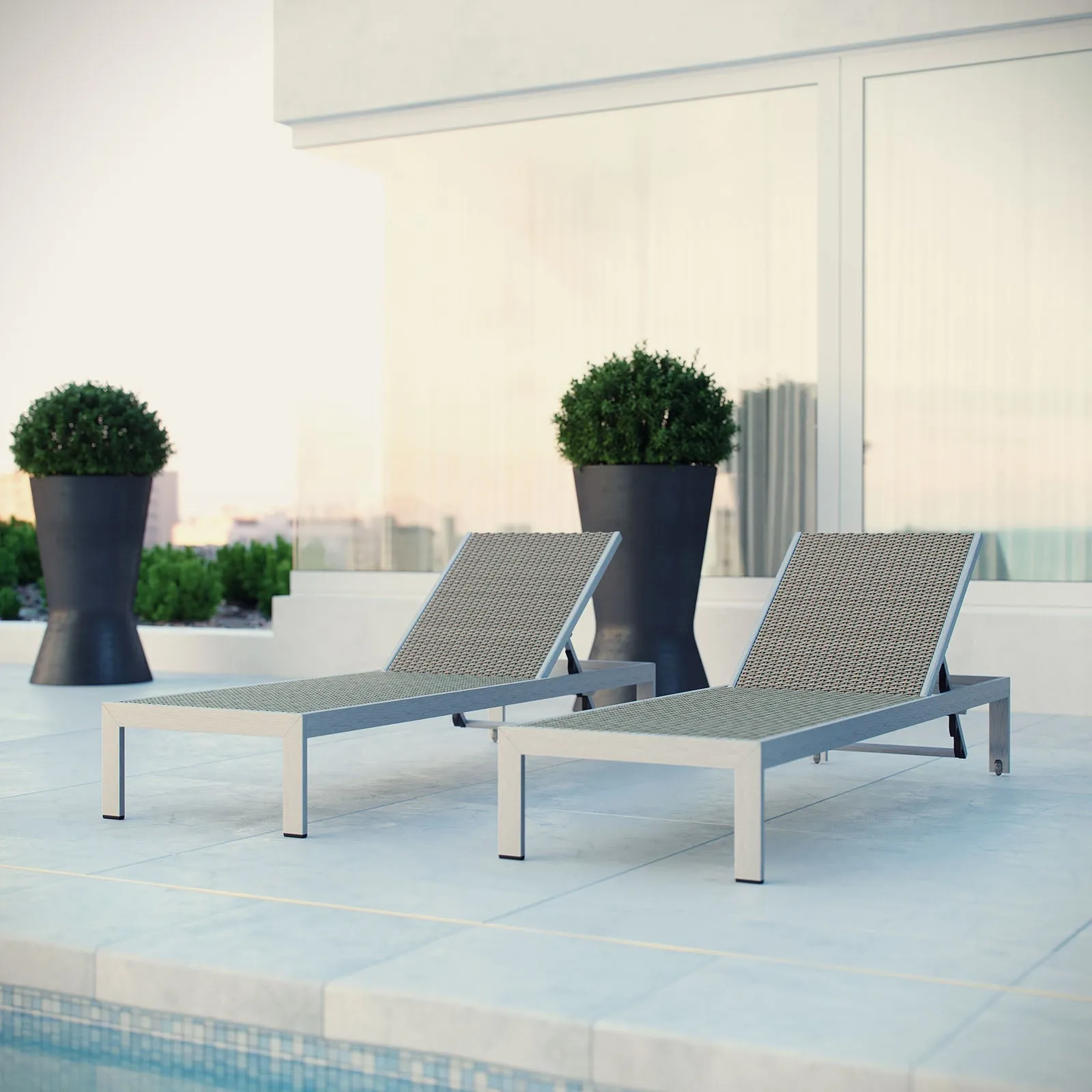 Coast Outdoor Patio Aluminum Rattan Chaise Set of 2