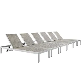 Coast Outdoor Patio Aluminum Rattan Chaise Set of 6