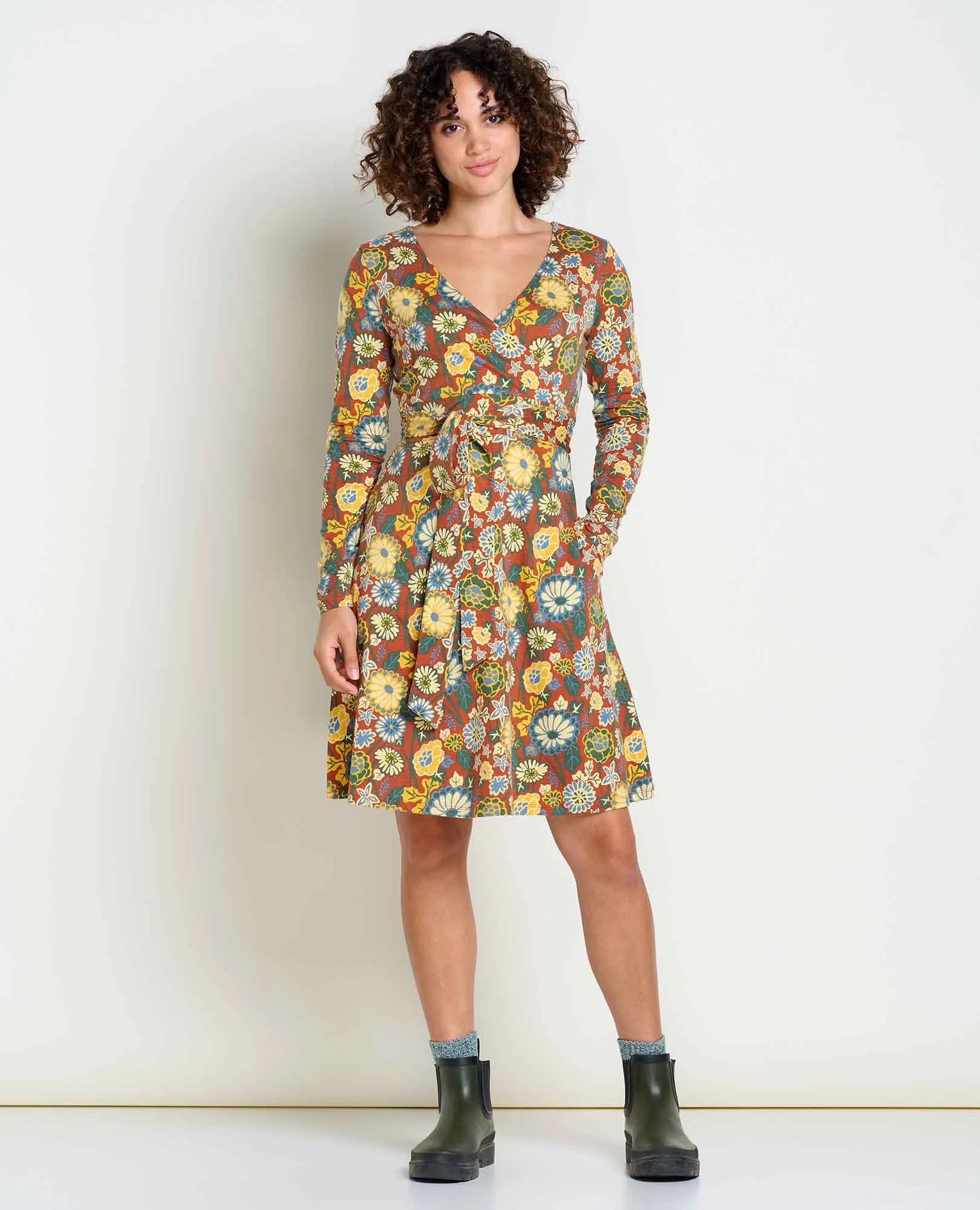Cue Wrap Long Sleeve Dress