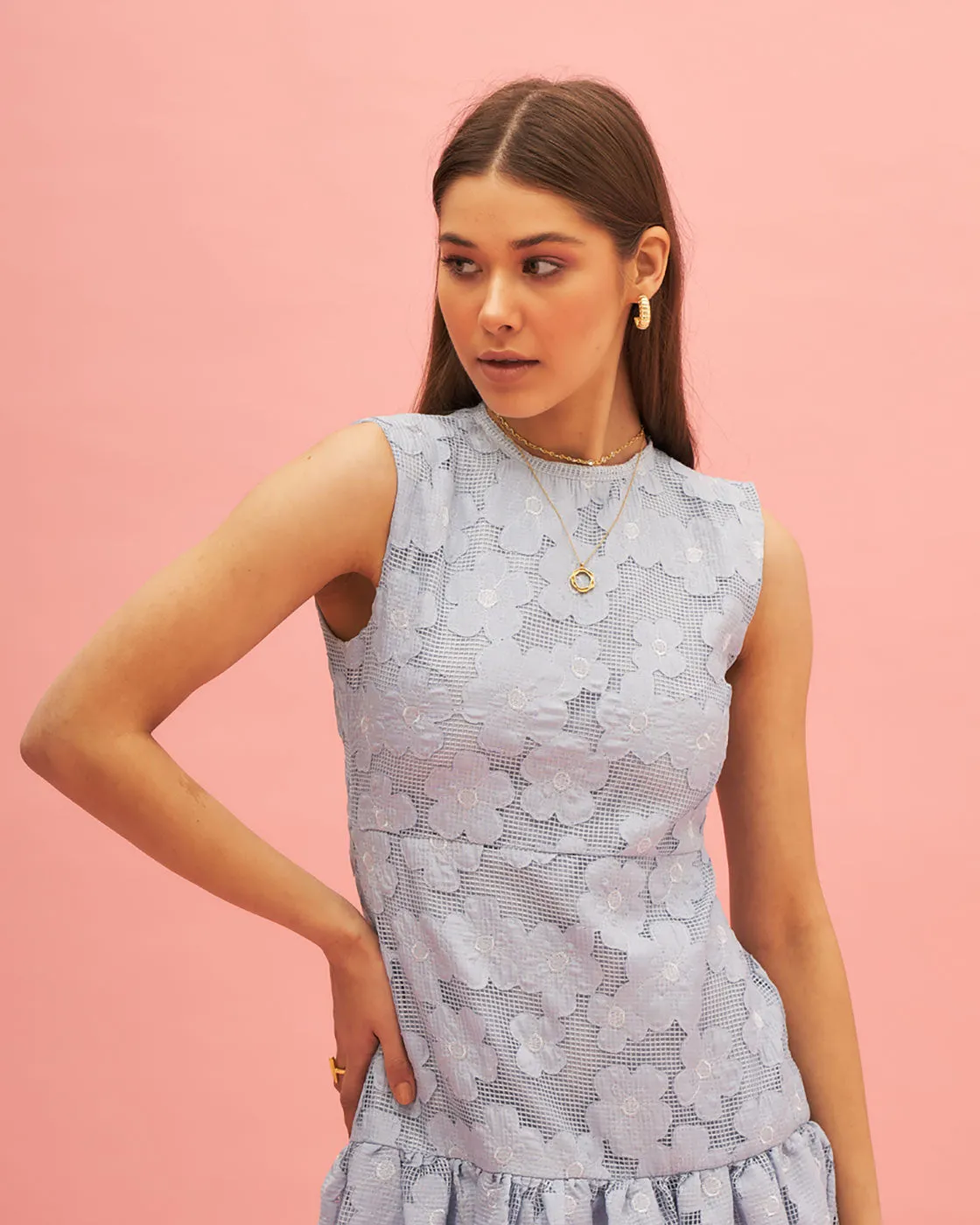 DESERT BLUEBELL GATHERED MIDI DRESS