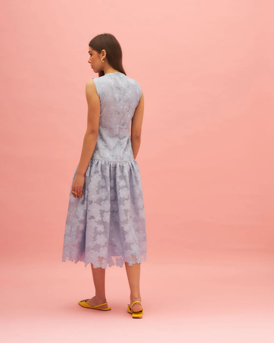 DESERT BLUEBELL GATHERED MIDI DRESS