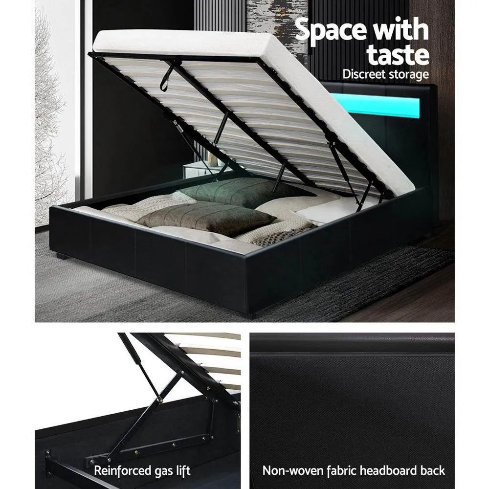 Double Package | Wanda LED Bed Black & Normay Series Pillow Top Mattress (Medium Firm)
