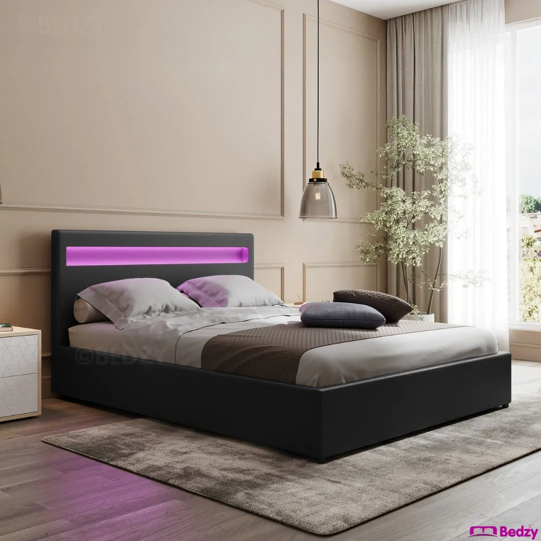Double Package | Wanda LED Bed Black & Normay Series Pillow Top Mattress (Medium Firm)