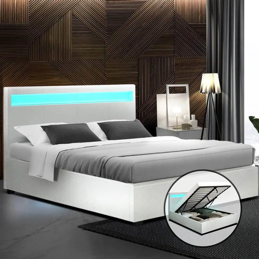 Double Package | Wanda LED Bed White & Normay Series Pillow Top Mattress (Medium Firm)