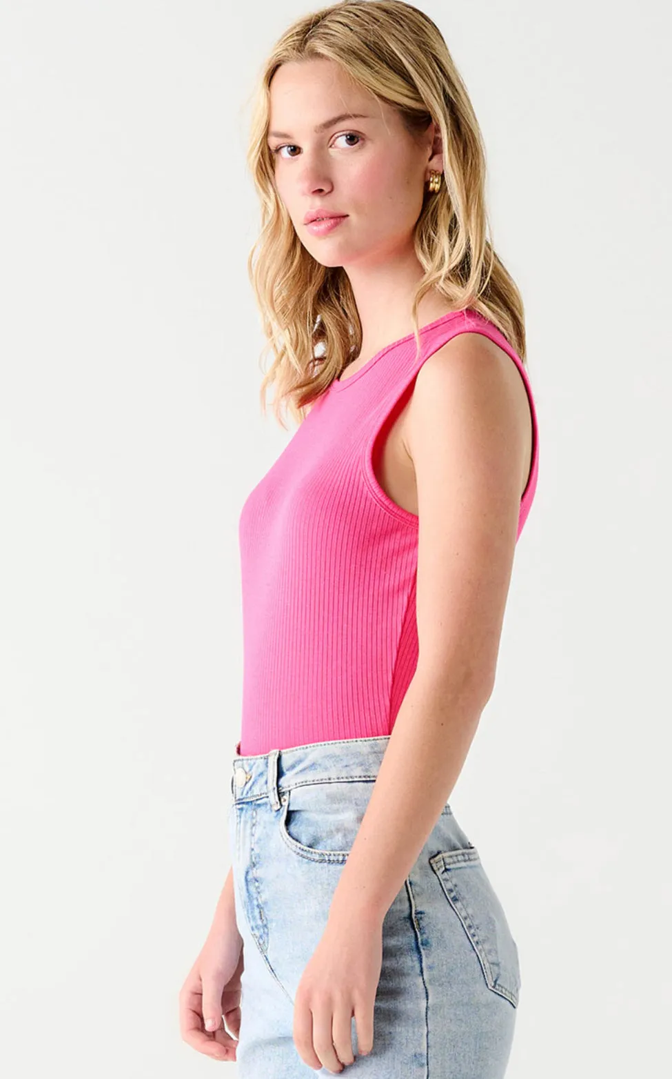 Fuchsia Ribbed Tank