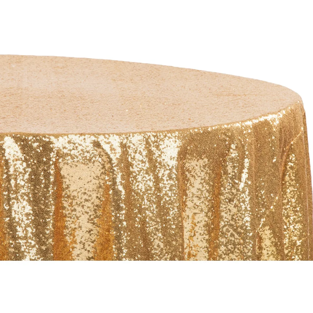 Glitz Sequins 120" Round Tablecloth - Gold