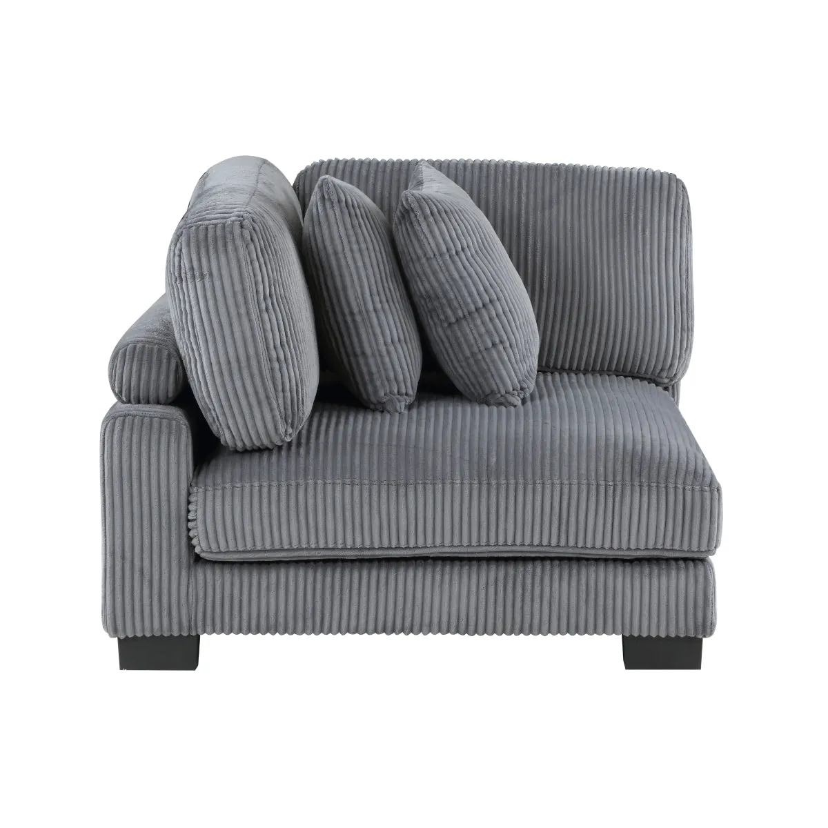 Gray Corduroy Corner Seat with Adjustable Arm/Back Rest