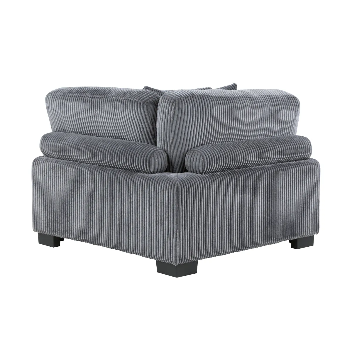 Gray Corduroy Corner Seat with Adjustable Arm/Back Rest