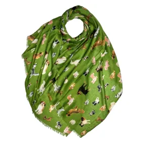 Green Dog Print Scarf