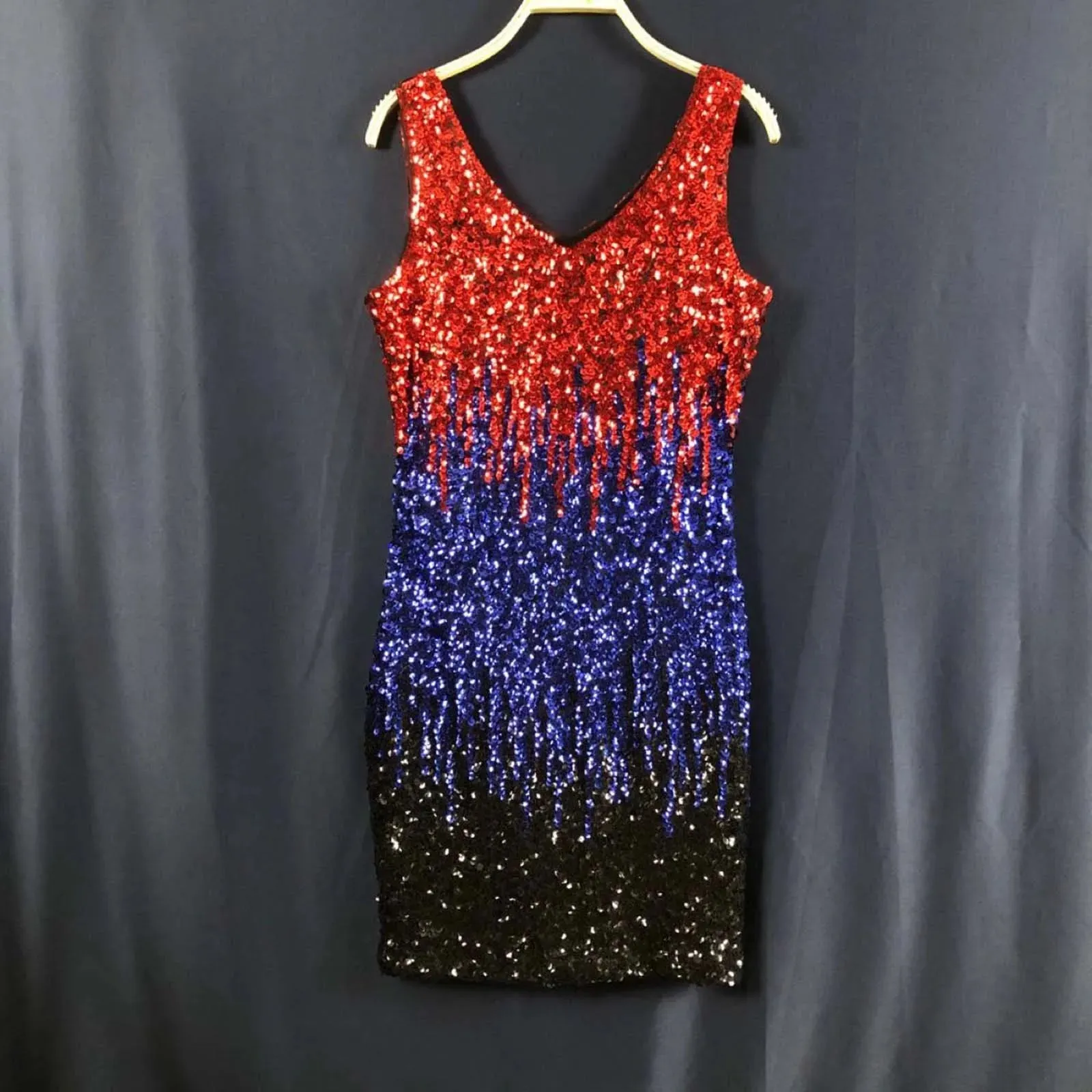 JuliaFashion - Sequined Sleeveless Vest V-Neck Backless Sexy For Women Nightclub Vestidos Party Night Club 2024 Mini Dress