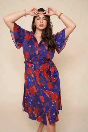 Kaniakapūpū Lehua Poni Button Down Flutter-Sleeve Dress