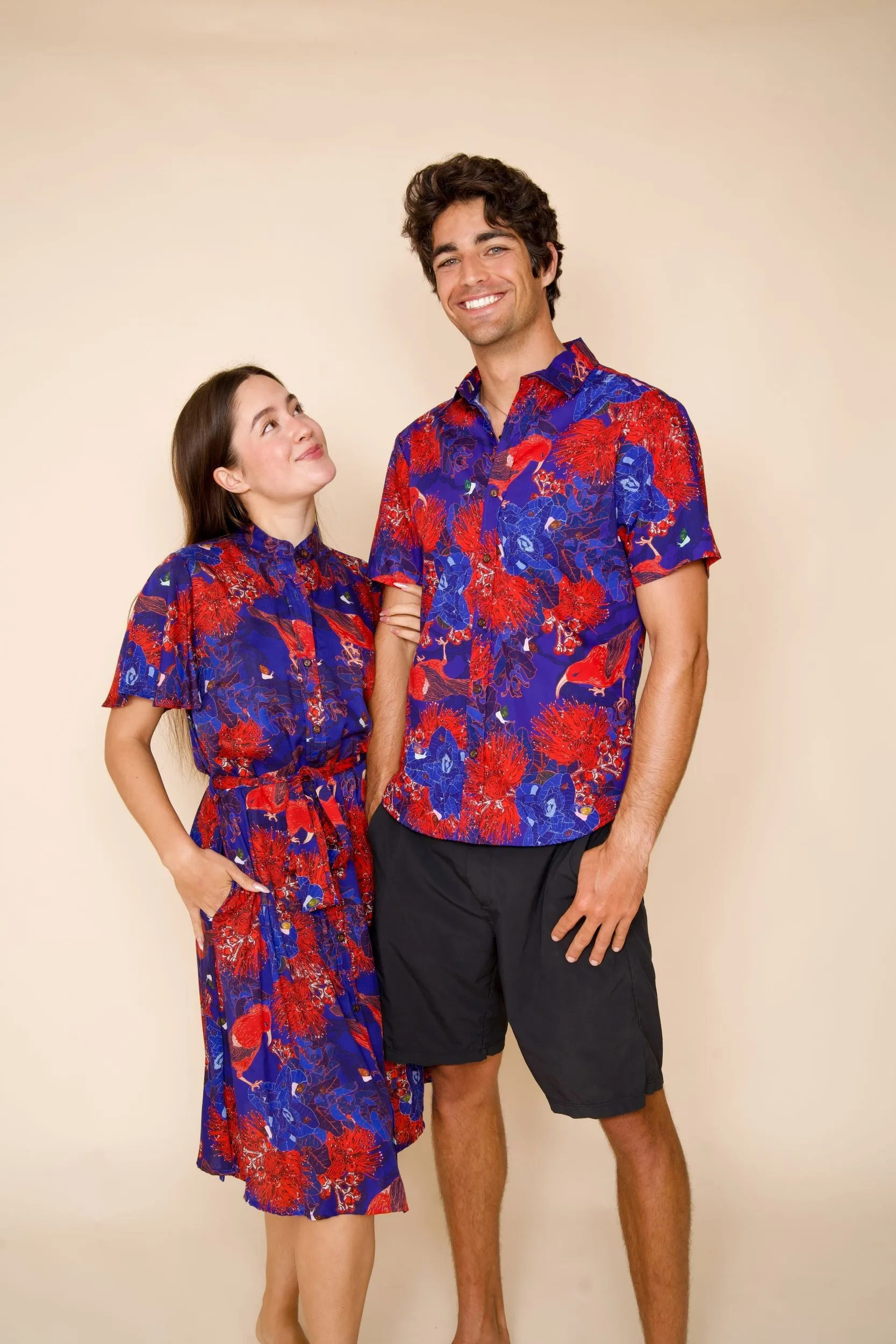 Kaniakapūpū Lehua Poni Button Down Flutter-Sleeve Dress