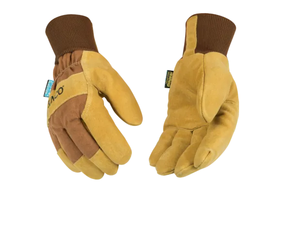 Kinco 1958KWP HydroFlector Heavy Duck Canvas Fabric Suede Pigskin Palm Waterproof Thermal Insulation Glove (One Dozen)