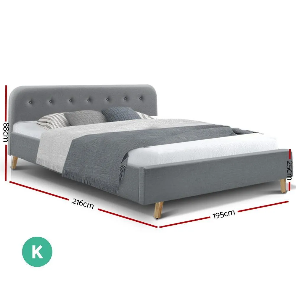 King Package | Tarcoola Bed Grey & Normay Pillow Top Mattress (Medium Firm)