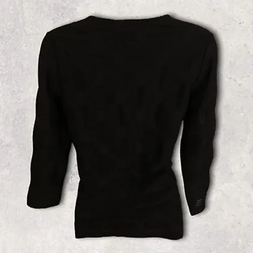 Libra Navy Textured 3/4 Sleeve Top Size 3 UK 14 US 10 EU 42