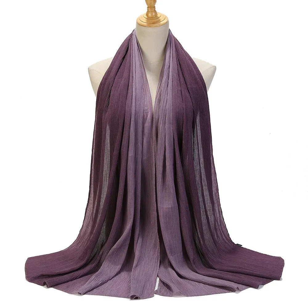 MSL332  Color matching wrinkled scarf women's head scarf gradient color silk scarf wholesale