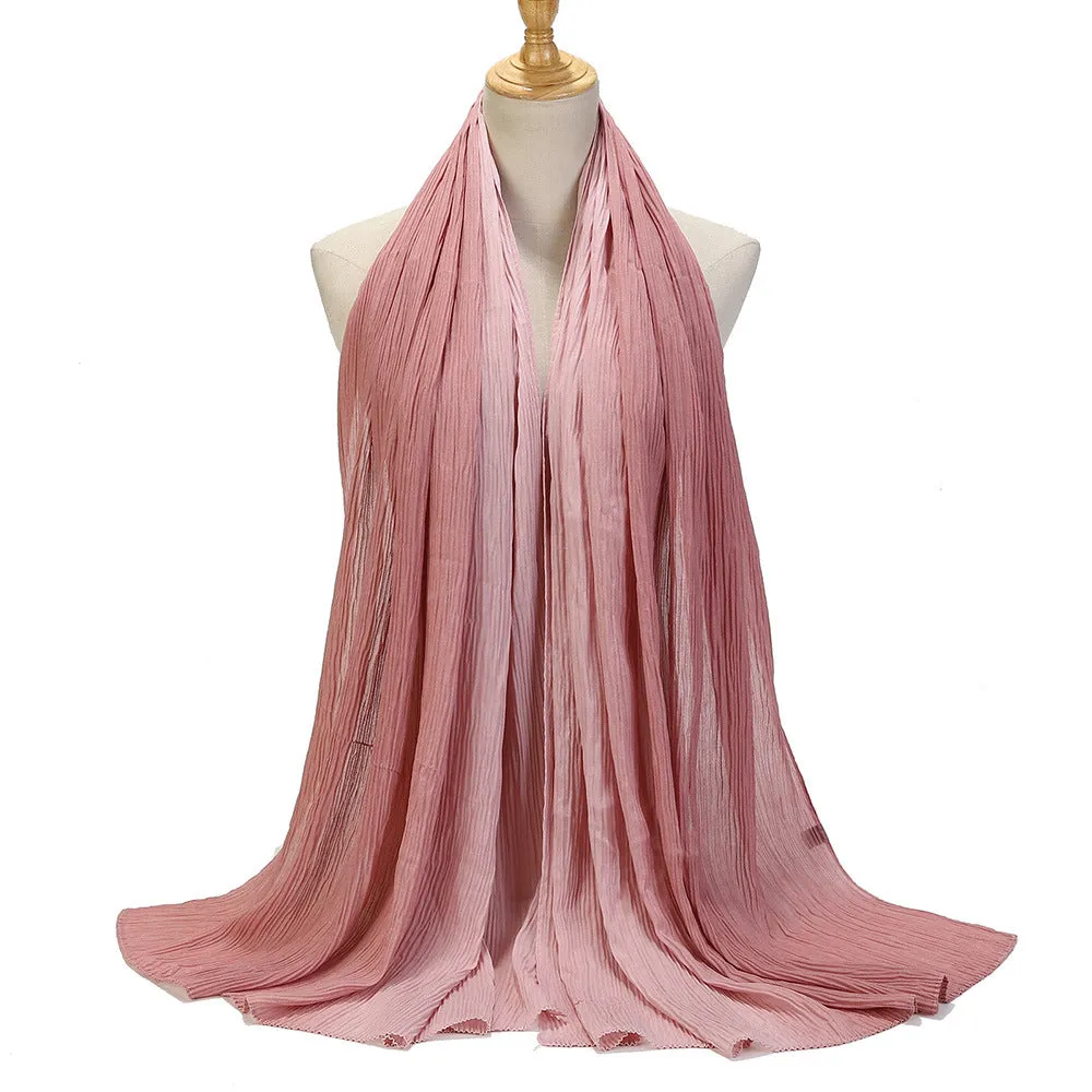 MSL332  Color matching wrinkled scarf women's head scarf gradient color silk scarf wholesale