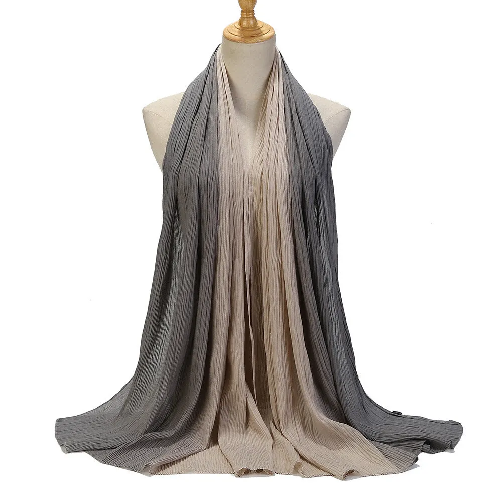 MSL332  Color matching wrinkled scarf women's head scarf gradient color silk scarf wholesale