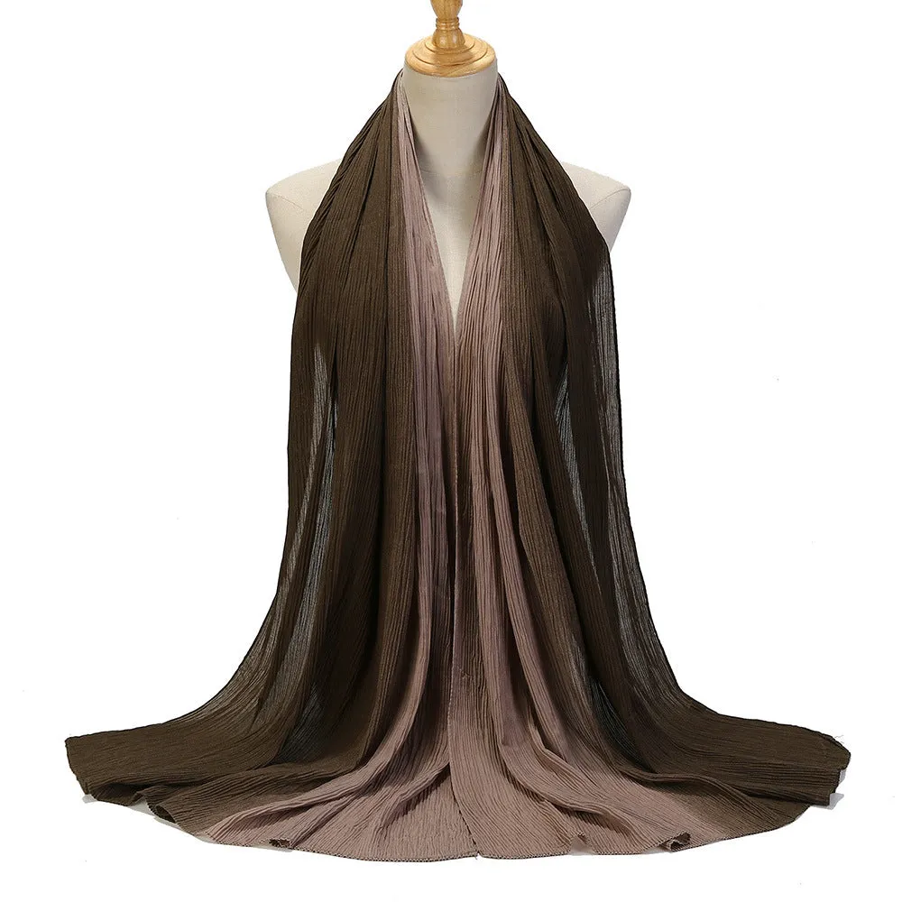 MSL332  Color matching wrinkled scarf women's head scarf gradient color silk scarf wholesale