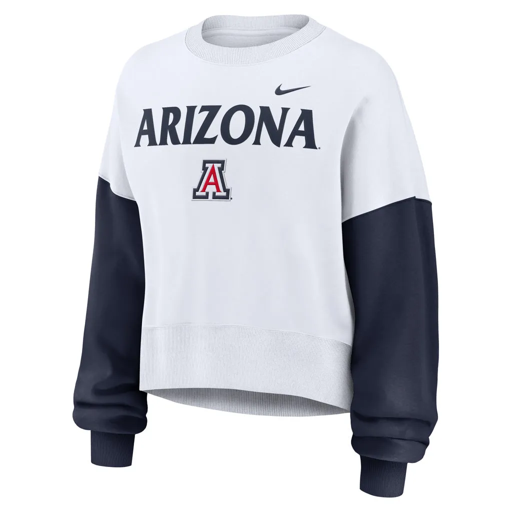 NCAA Arizona Wildcats Women's Nike Wordmark Crewneck Fleece Pullover