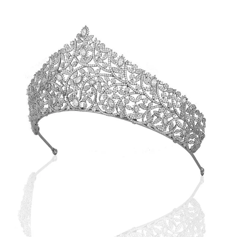 New Luxury Cubic Zirconia Princess Tiara Wedding Bridal Crown HairJewelry wedding Dress AccessoriesTR00094