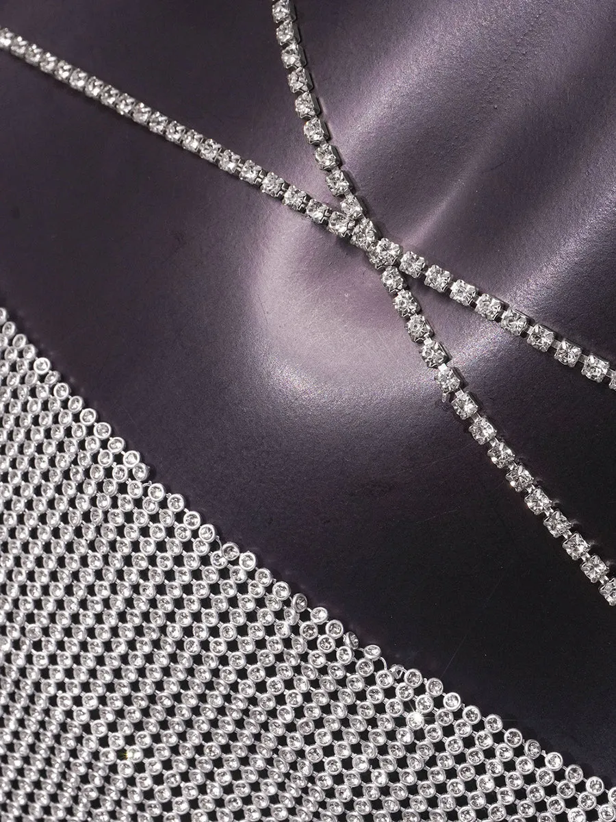 Personalized Metallic Chain Backless Mini Dress MSD1243