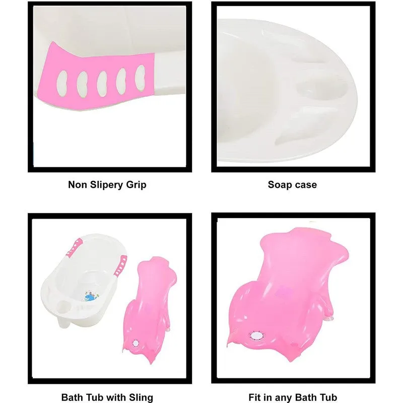 Plastic Bath Tub with Toddler Sling Seat (Pink)