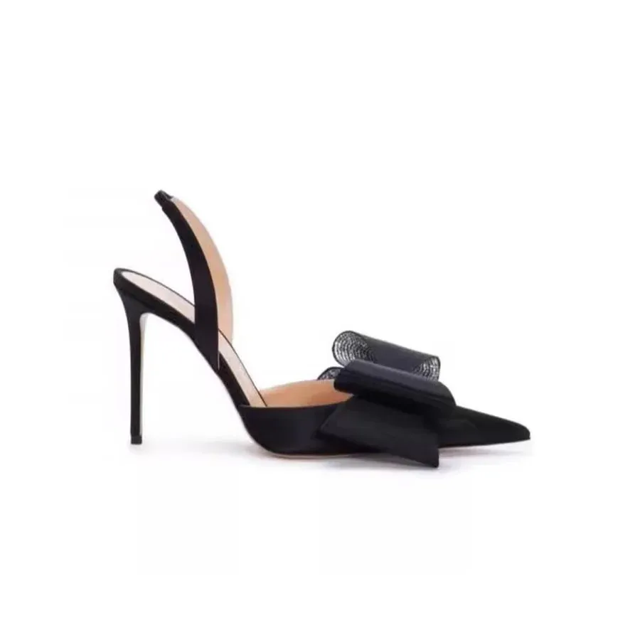 Pre Order:  Rhinestone Bow Pointed Toes Stiletto Sandals