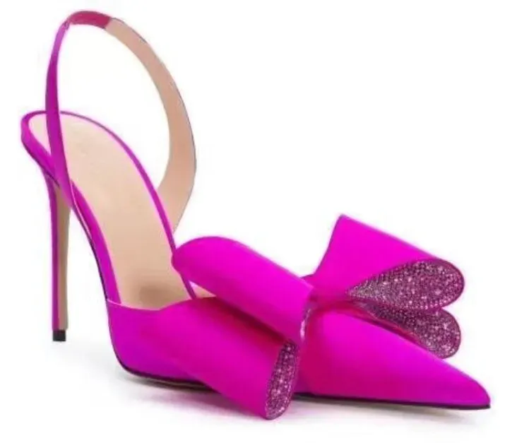 Pre Order:  Rhinestone Bow Pointed Toes Stiletto Sandals