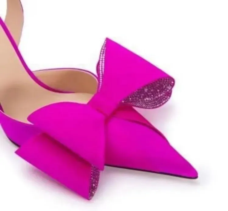 Pre Order:  Rhinestone Bow Pointed Toes Stiletto Sandals
