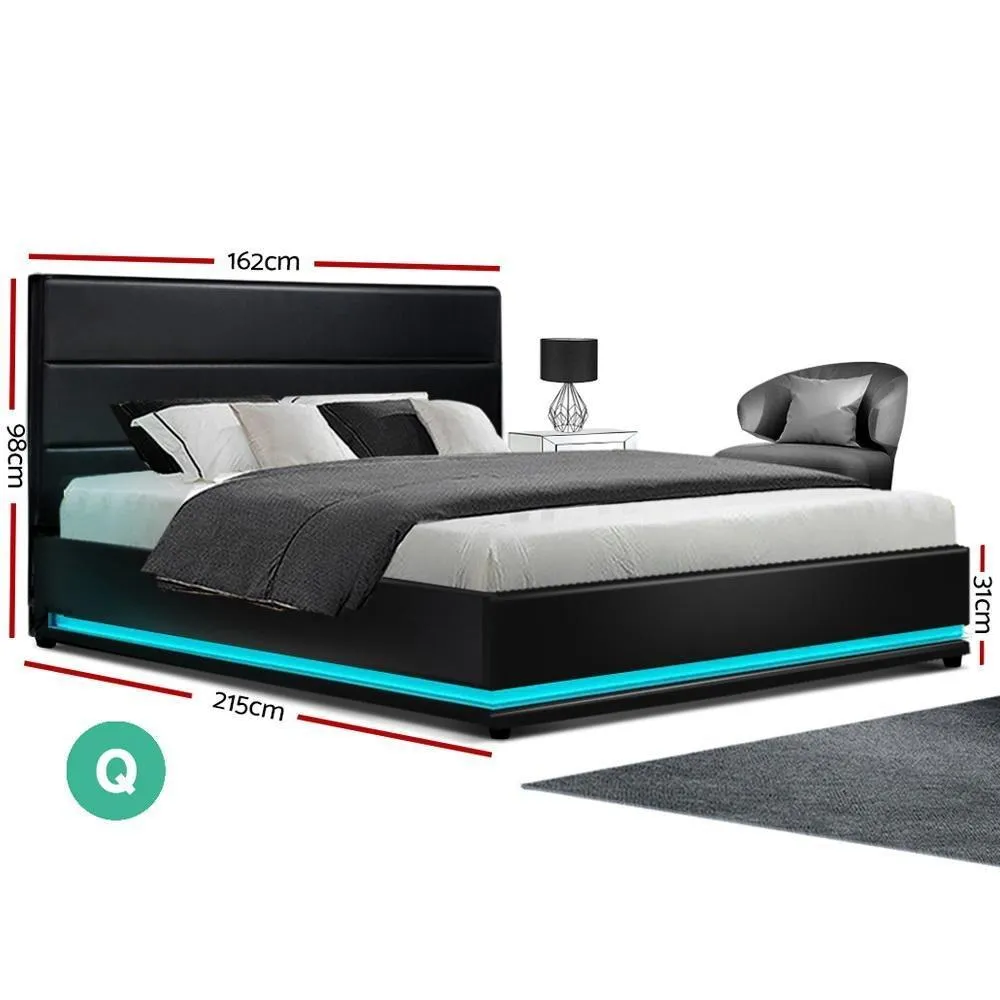 Queen Package | Henley LED Storage Bed Black & Bonita Euro Top Mattress (Medium Firm)